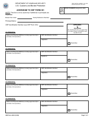 Document preview: CBP Form 301A Addendum to CBP Form 301