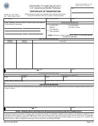 Document preview: CBP Form 4455 Certificate of Registration