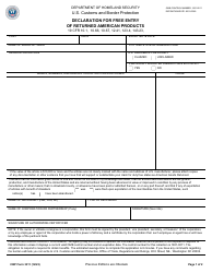 Document preview: CBP Form 3311 Declaration for Free Entry of Returned American Products