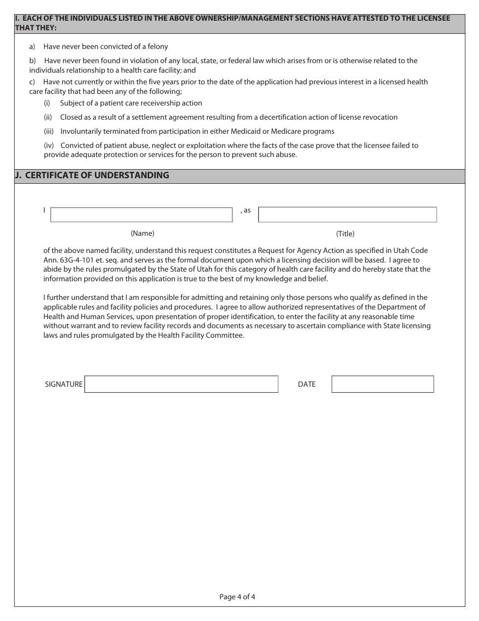 Request for Agency Action / License Application - Utah, Page 4