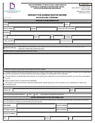 Document preview: Request for Administrative Review - Background Screening - Utah