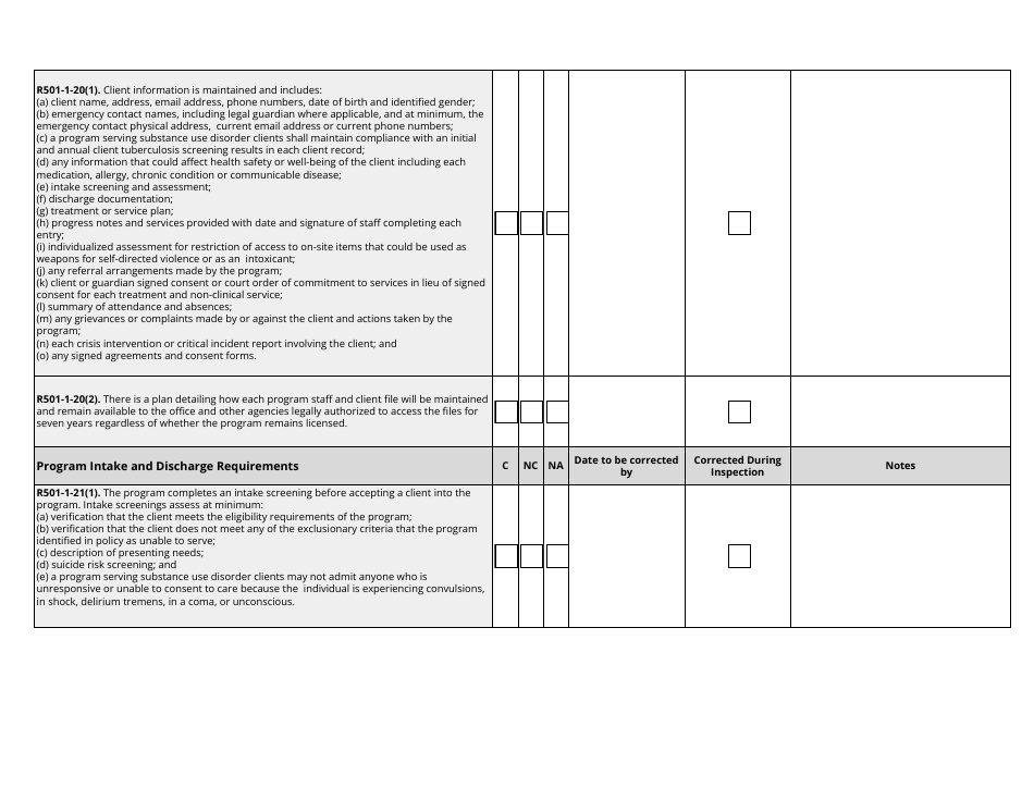 Residential Support Inspection Checklist - Utah, Page 10
