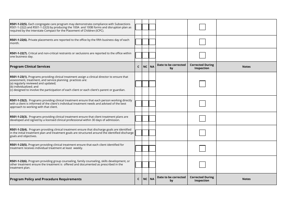 Residential Support Inspection Checklist - Utah, Page 12