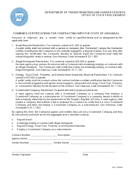 Document preview: Combined Certifications for Contracting With the State of Arkansas - Arkansas