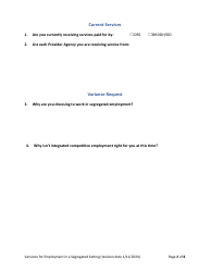 Variance Request Form: Employment in a Segregated Setting - Rhode Island, Page 2