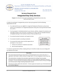 Variance Request Form - Integrated Day-Only Services - Rhode Island