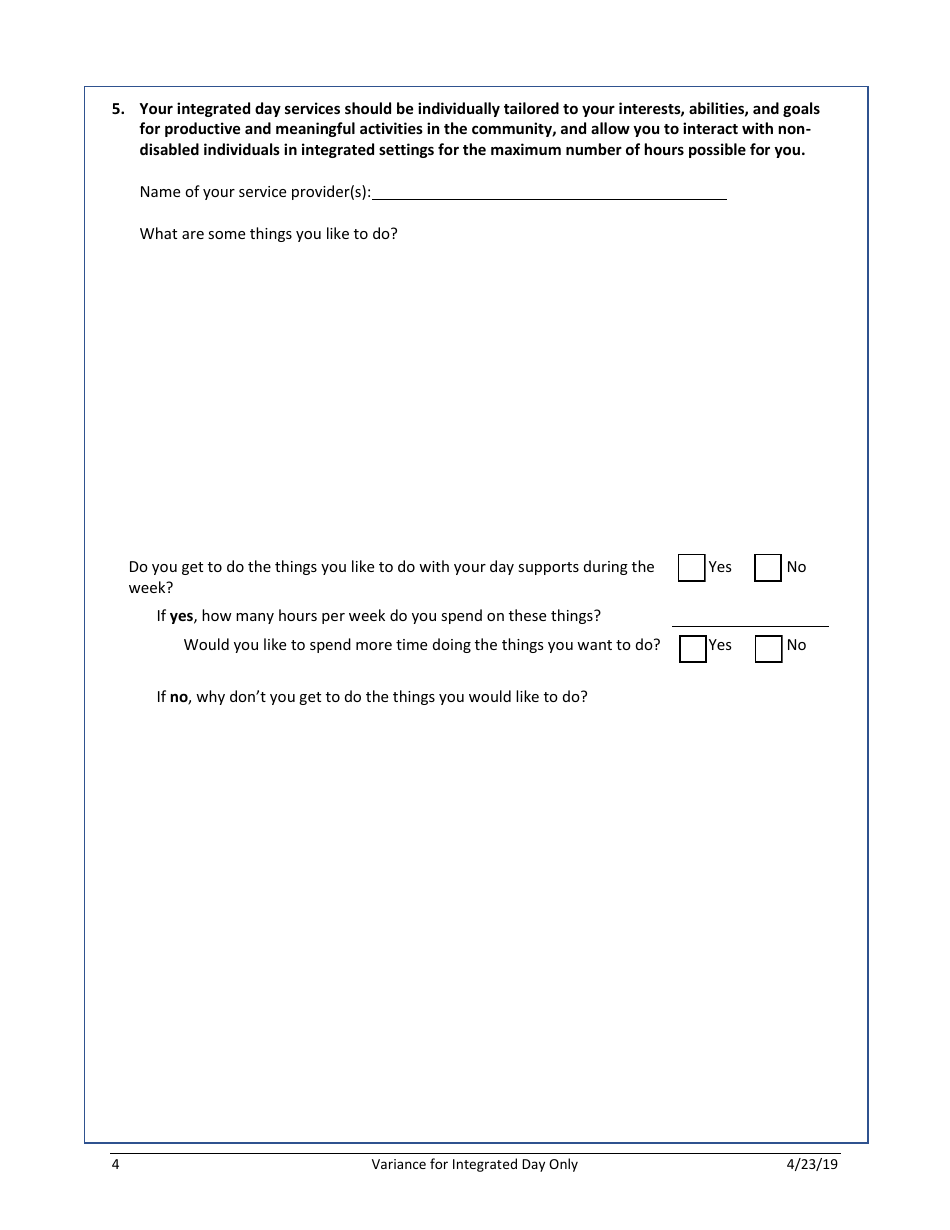 Variance Request Form - Integrated Day-Only Services - Rhode Island, Page 4