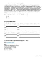Vermont Lead Law Disclosure and IRC Practices Verification Form for Residential Rental Property Real Estate Transactions - Vermont, Page 2