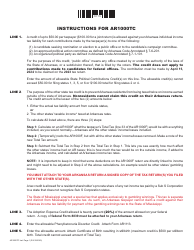 Instructions for Form AR1000TC Tax Credits - Arkansas