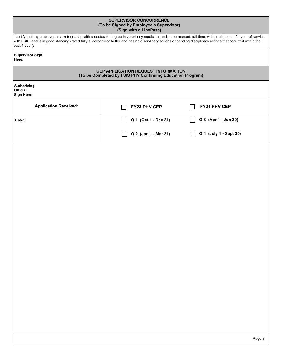 FSIS Form 4410-26 Phv Continuing Education Program Application and Approval Form, Page 3