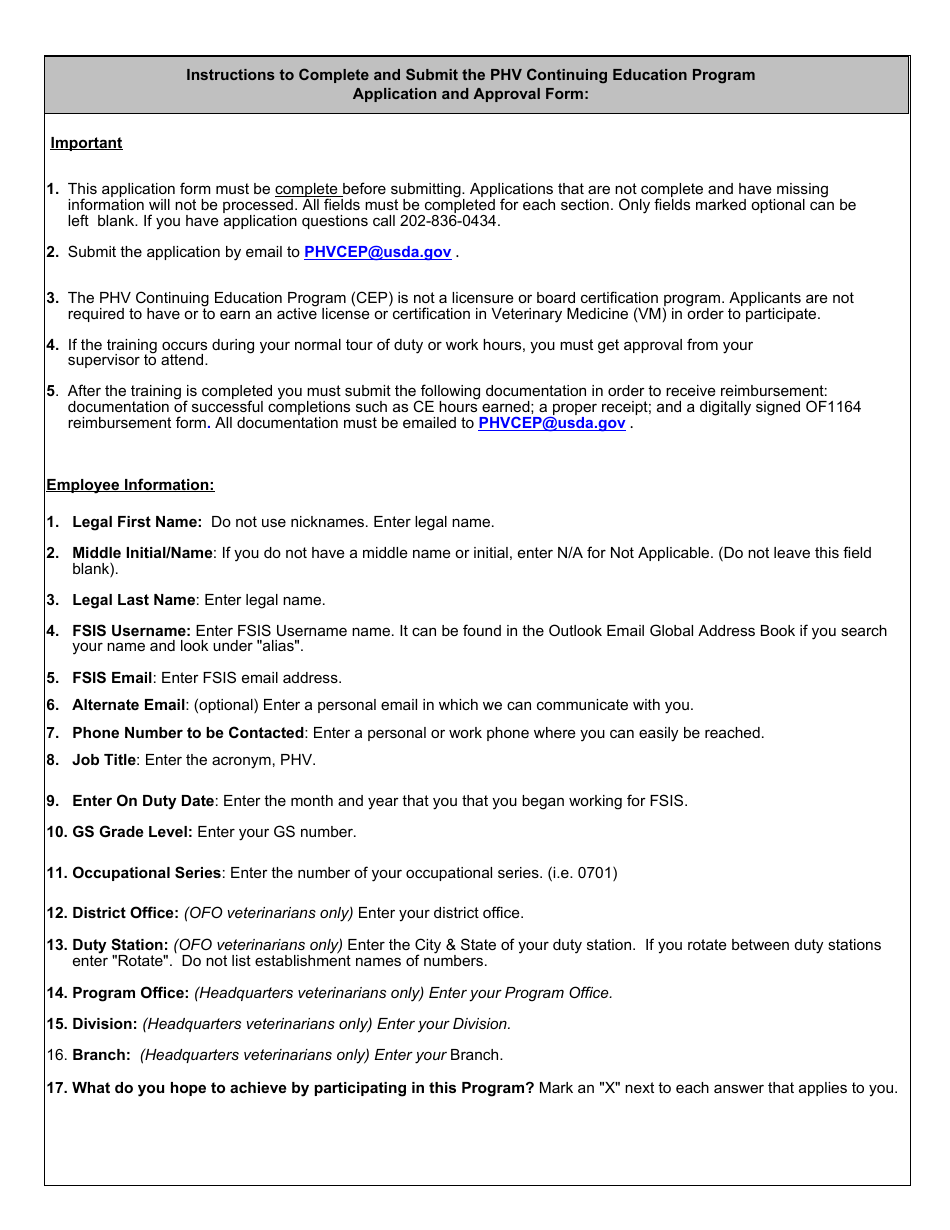 FSIS Form 4410-26 Phv Continuing Education Program Application and Approval Form, Page 4