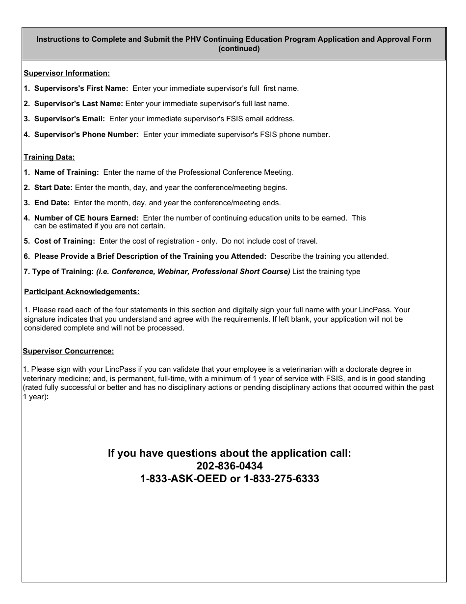 FSIS Form 4410-26 Phv Continuing Education Program Application and Approval Form, Page 5
