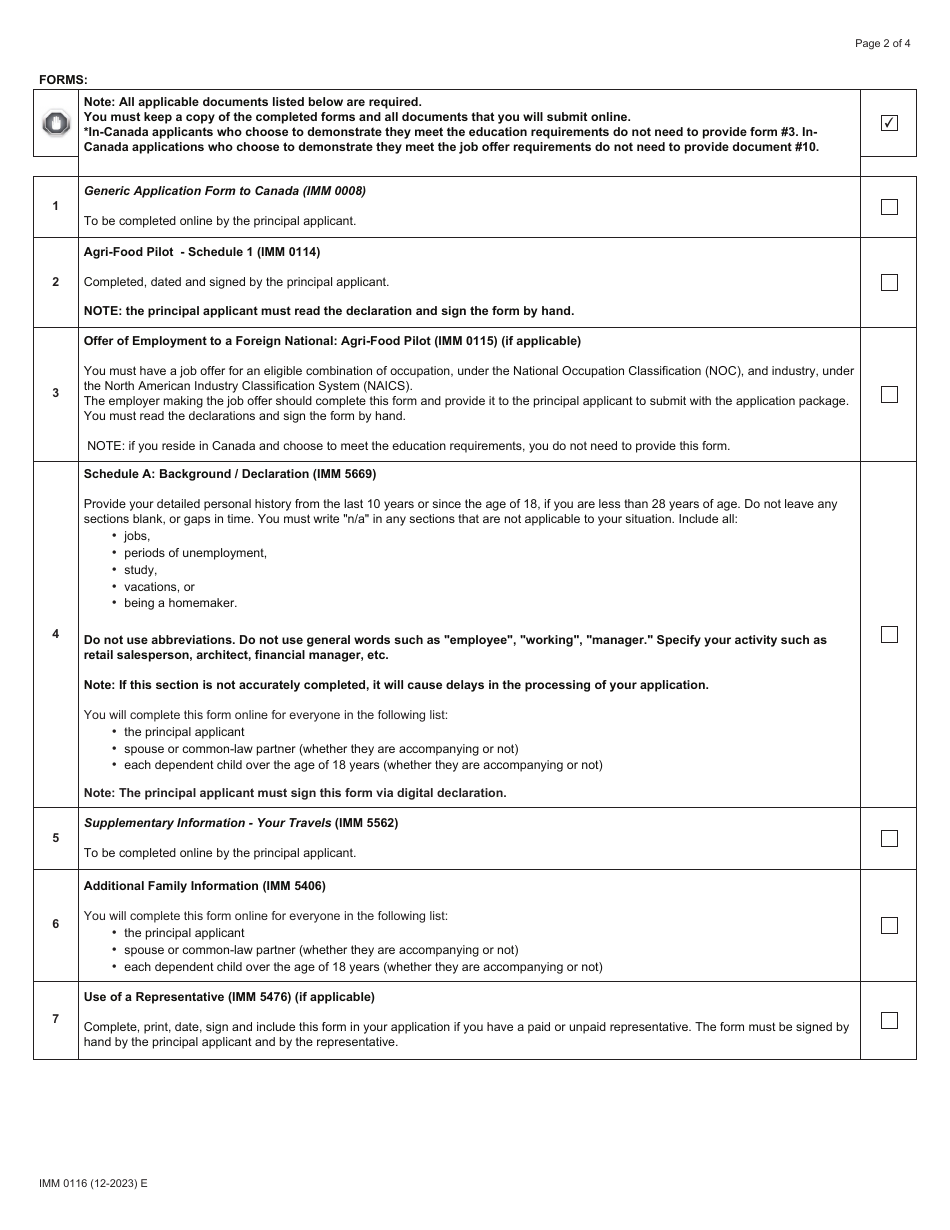 Form IMM0116 - Fill Out, Sign Online and Download Fillable PDF, Canada ...