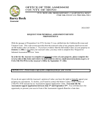Request for Informal Assessment Review - County of Mono, California