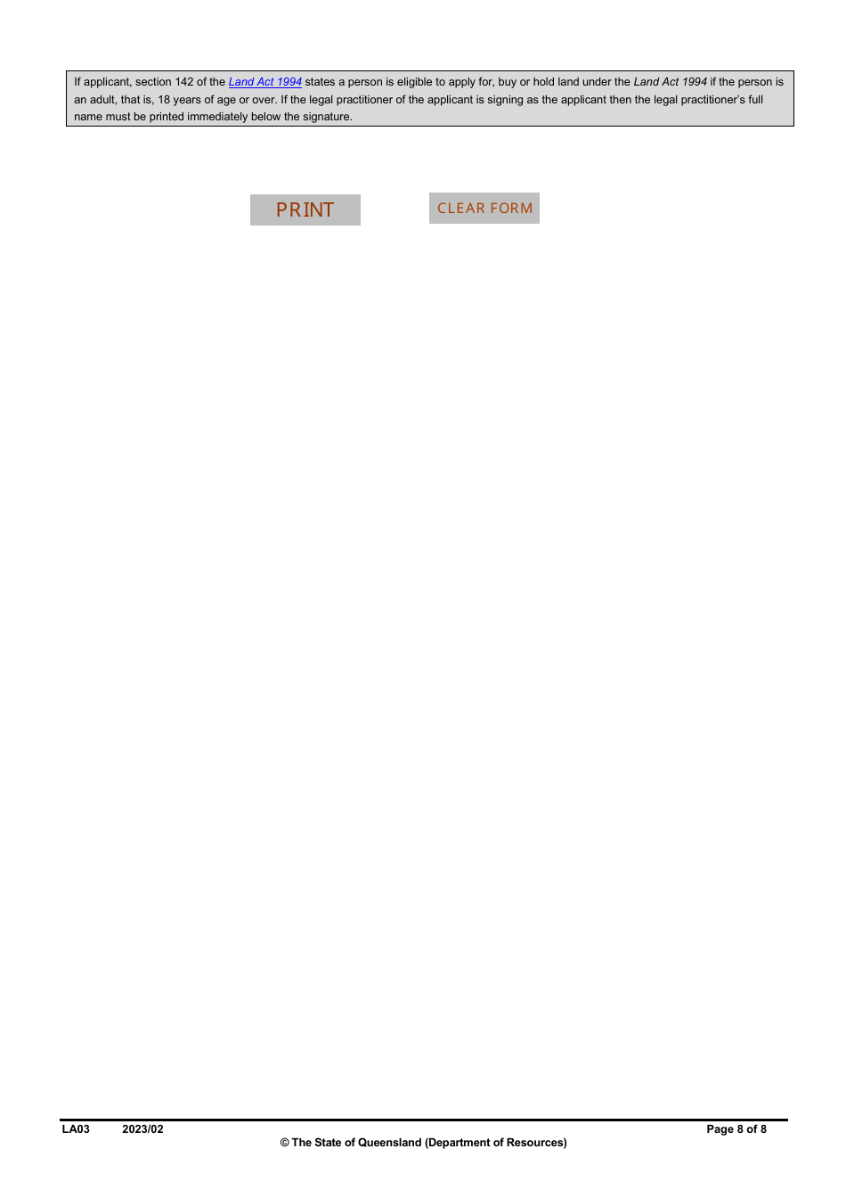 Form LA03 Part B Permit to Occupy Application - Queensland, Australia, Page 8