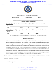Document preview: Form DPSLP8012 Change of Name Application - Louisiana