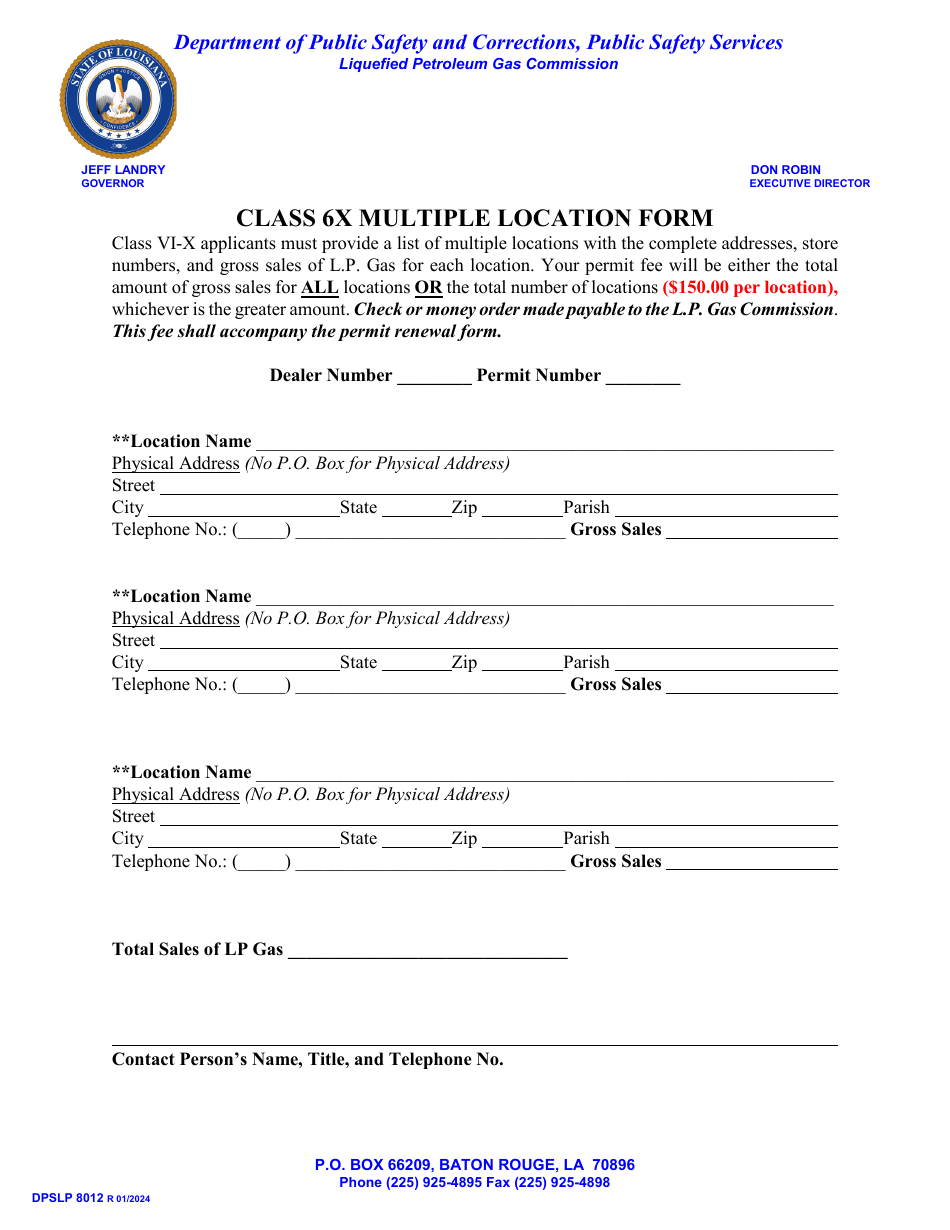Service Location Form Form DPSLP8012 - Fill Out, Sign Online and Download Printable PDF ...