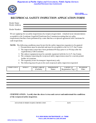 Document preview: Form DPSLP8012 Reciprocal Safety Inspection Application Form - Louisiana