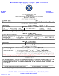 Document preview: Form DPSLP8012 Documentation Sheet for Pressure Test - Low Pressure Leak Check, High Pressure Leak Check, Inspection of System - Louisiana