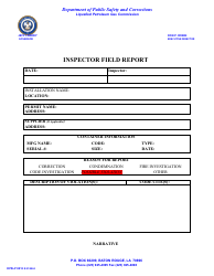 Document preview: Form DPSLP8012 Inspector Field Report - Louisiana