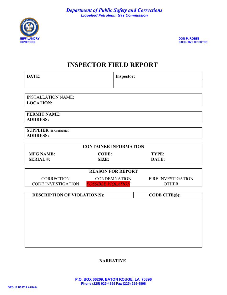 Form DPSLP8012 - Fill Out, Sign Online and Download Printable PDF ...