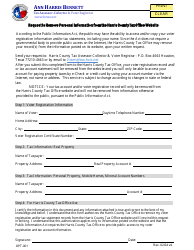 Document preview: Form OPT-001 Request to Remove Personal Information From the Harris County Tax Office Website - Harris County, Texas