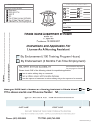 Document preview: Application for License as a Nursing Assistant by Endorsement - Rhode Island