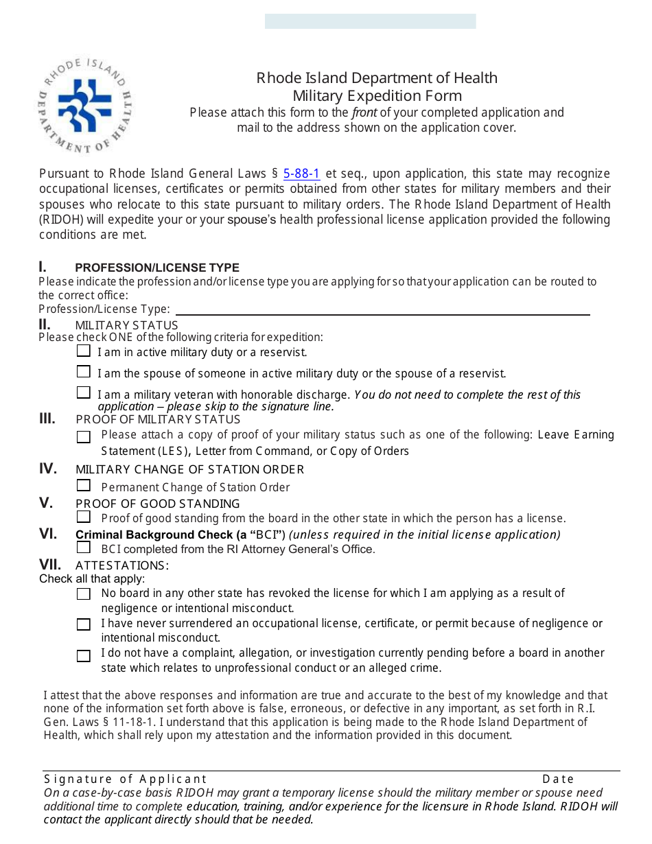 Rhode Island Application for License as a Nursing Assistant by