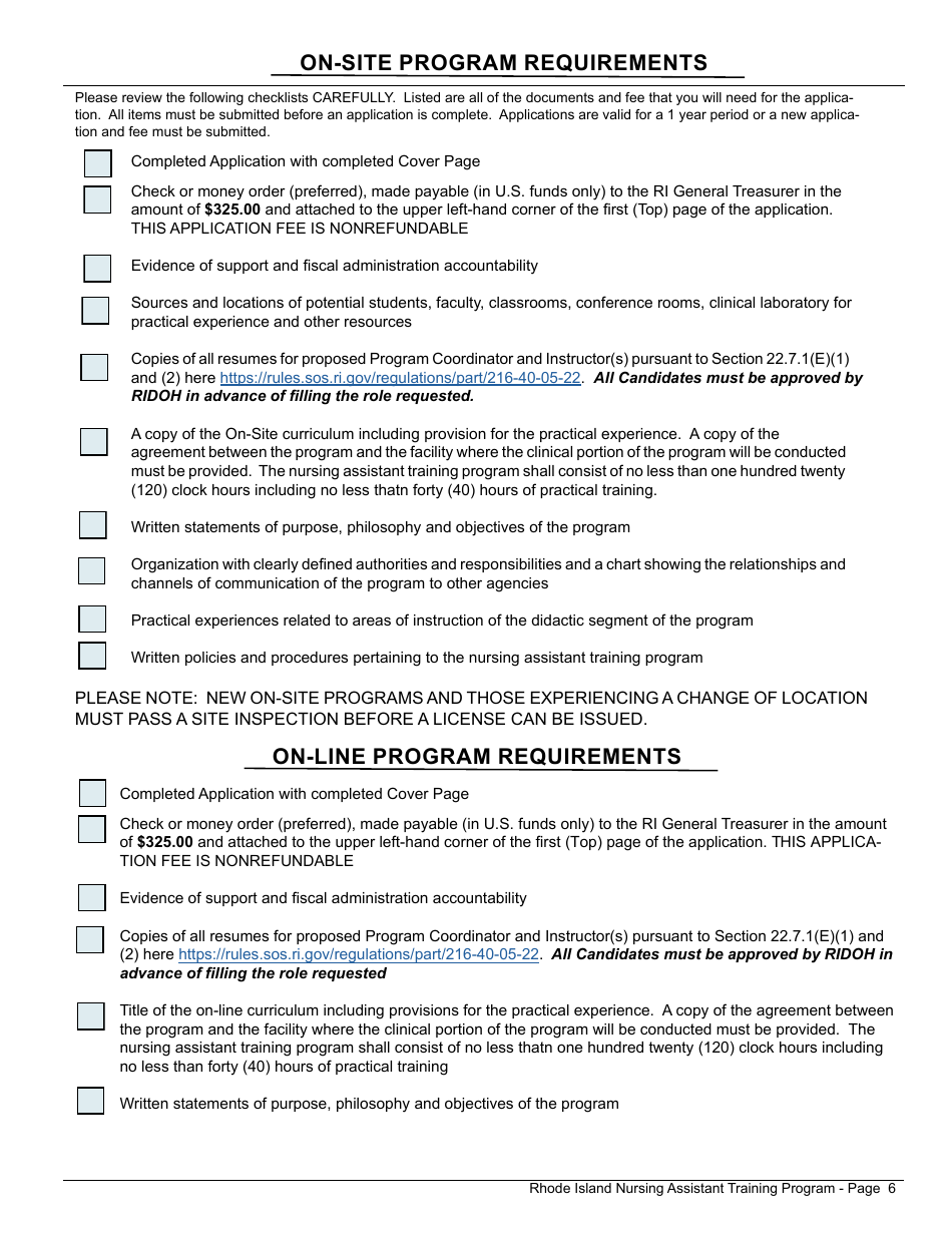 Application for License as a Nursing Assistant Training Program (Natp) - Rhode Island, Page 2