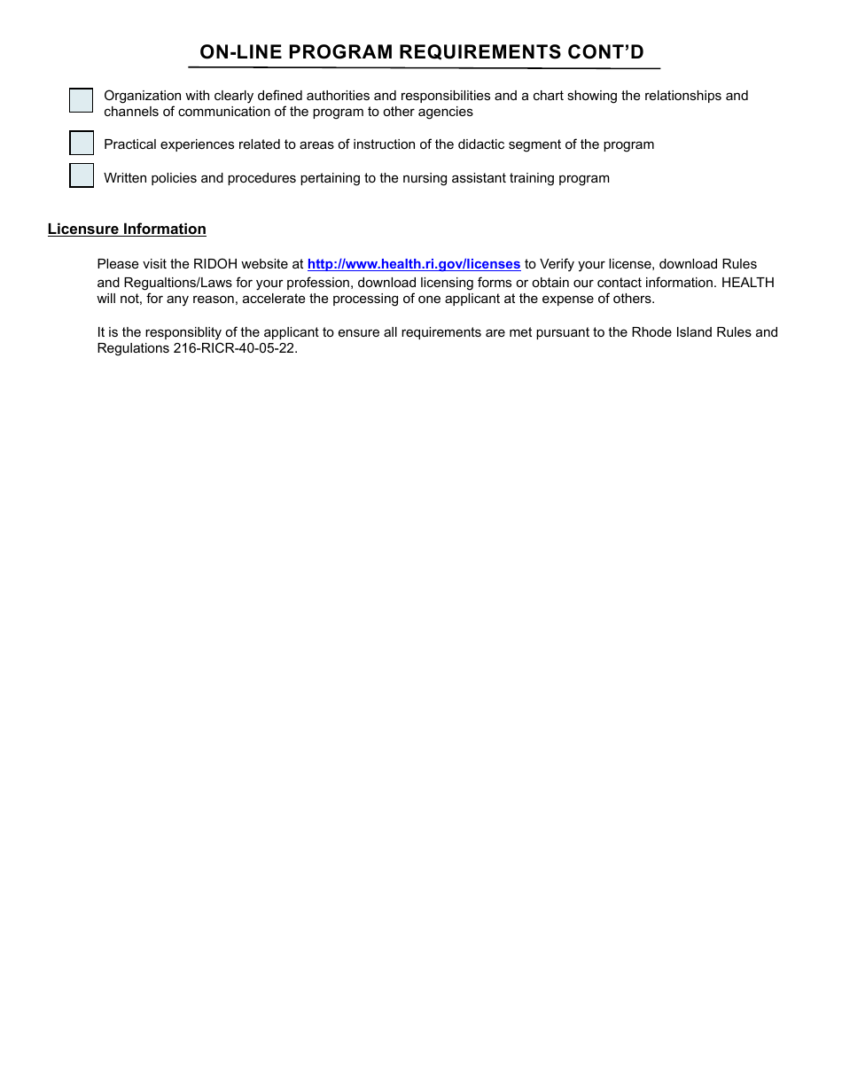 Application for License as a Nursing Assistant Training Program (Natp) - Rhode Island, Page 3