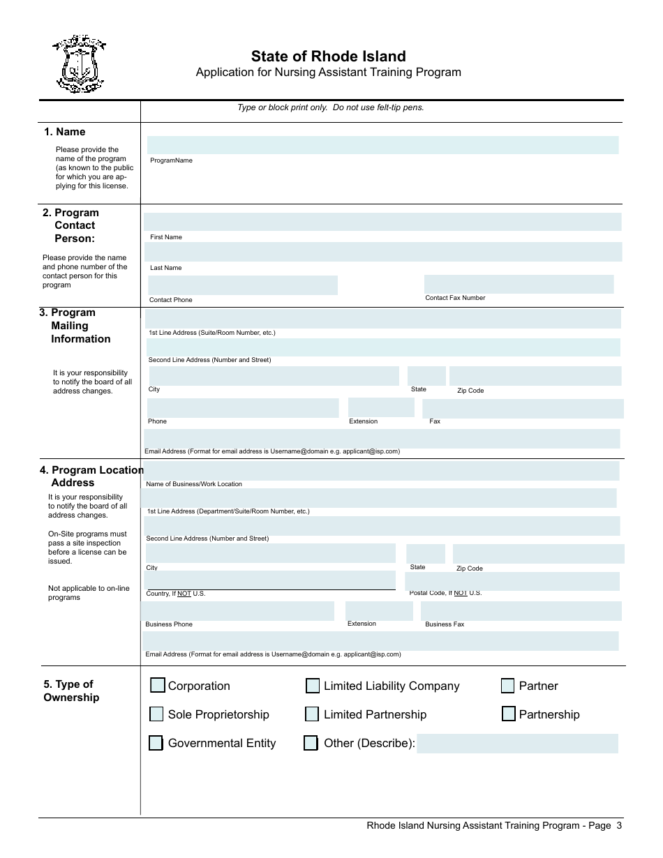Application for License as a Nursing Assistant Training Program (Natp) - Rhode Island, Page 4