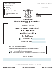 Application for License as a Medication Aide by Certification - Rhode Island