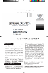 Document preview: Solicitud De Registro Electoral En Texas - Harris County, Texas (Spanish)