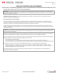 Forme IMM0203 Liste De Controle DES Documents - Voie D&#039;acces a La Residence Permanente Pour Les Ressortissants Etrangers Pris En Charge Par L&#039;etat - Canada (French)