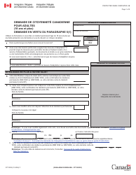 Document preview: Forme CIT0002 Demande De Citoyennete Canadienne Pour Adultes (18 Ans Et Plus) Demande En Vertu Du Paragraphe 5(1) - Canada (French)