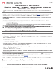 Document preview: Forme IMM5981 Liste De Controle DES Documents - Residence Permanente - Gardiens D'enfants En Milieu Familial Ou Aides Familiaux a Domicile - Canada (French)