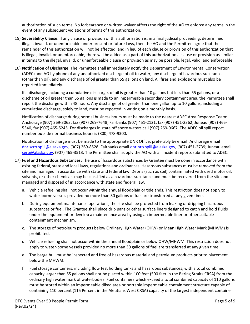 Event Over 50 People Permit - Alaska, Page 7