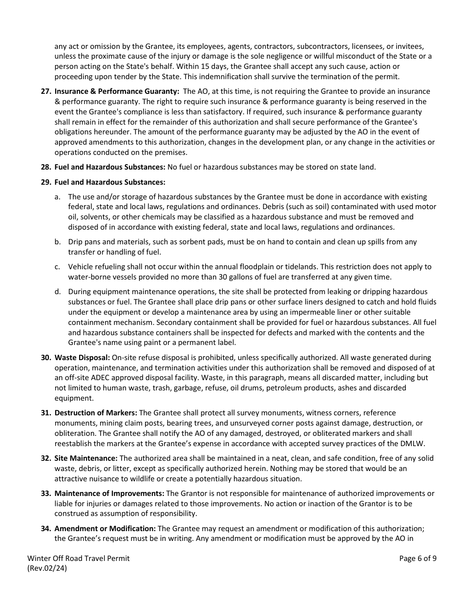 Winter off Road Travel Permit - Alaska, Page 7