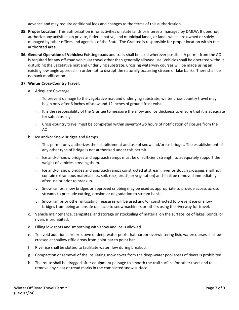 Winter off Road Travel Permit - Alaska, Page 8