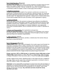 Nomination Application for Individuals, Organizations, and Agencies - Governor&#039;s Historic Preservation Awards Program - California, Page 2