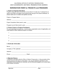 Nomination Form for Projects and Programs - Governor&#039;s Historic Preservation Awards Program - California, Page 4