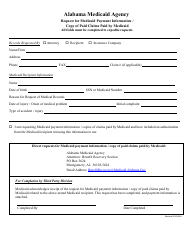 Document preview: Request for Medicaid Payment Information/Copy of Paid Claims Paid by Medicaid - Alabama
