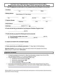 Document preview: Registration Form for the Court Interpreter Oral Exam - Iowa, 2024