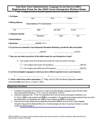 Document preview: Registration Form for the Court Interpreter Written Exam - Iowa, 2024