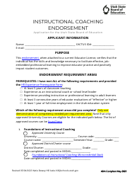 Instructional Coaching Endorsement Application - Utah