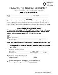 Education Technology Endorsement Application - Utah