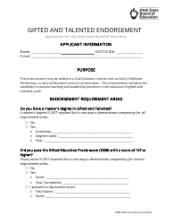 Gifted and Talented Endorsement Application - Utah