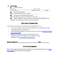 Library Media (K-12) Endorsement Application - Utah, Page 3