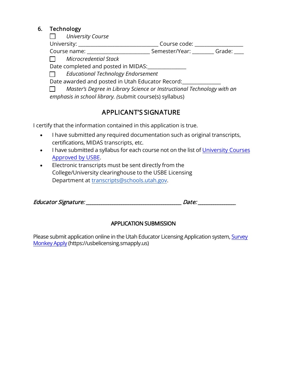 Library Media (K-12) Endorsement Application - Utah, Page 3