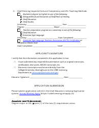 American Sign Language (Asl) Endorsement Application - Utah, Page 2